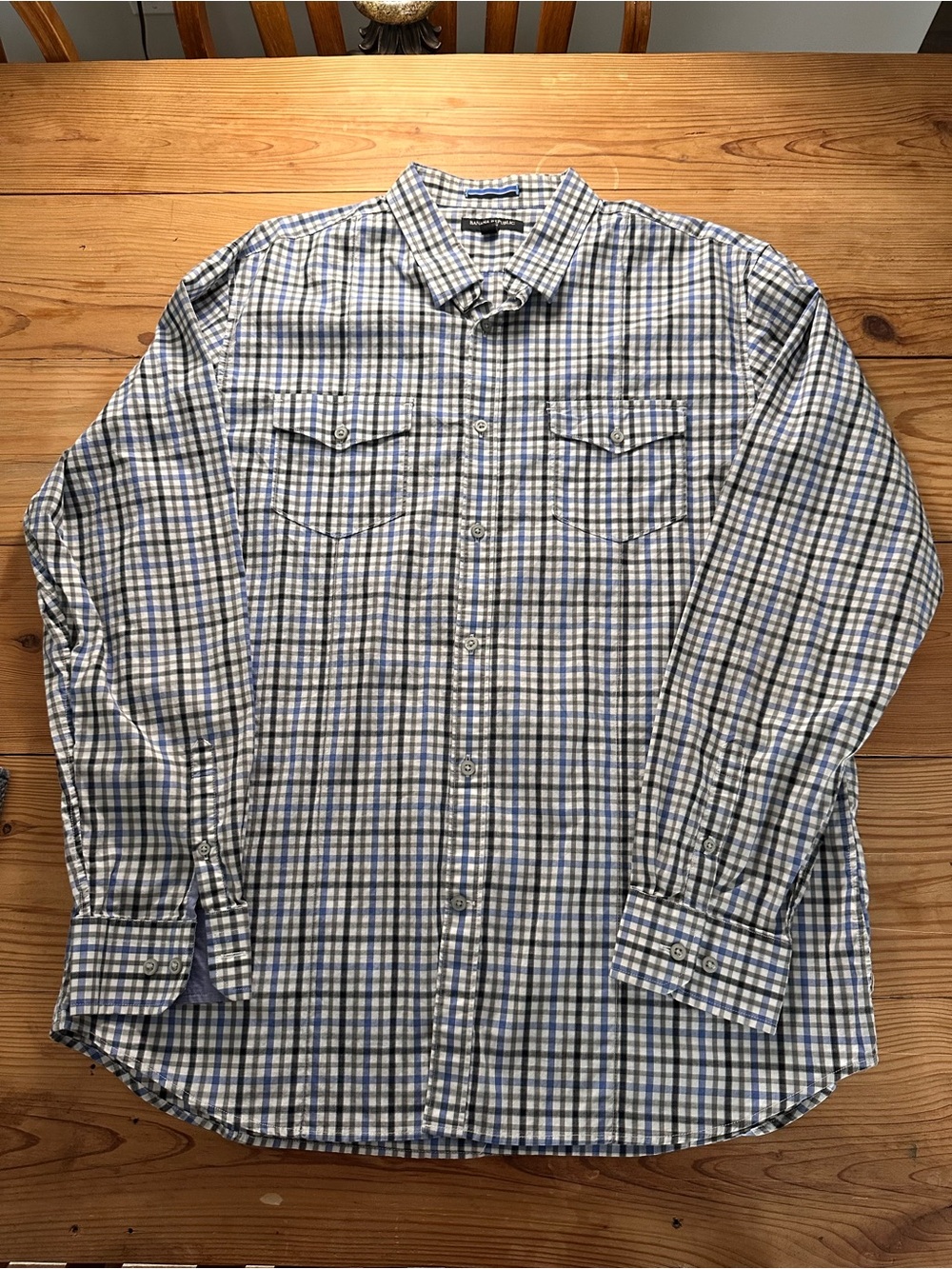 Banana Republic Blue and White Plaid Button-Down Shirt